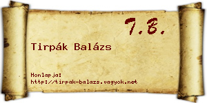 Tirpák Balázs névjegykártya